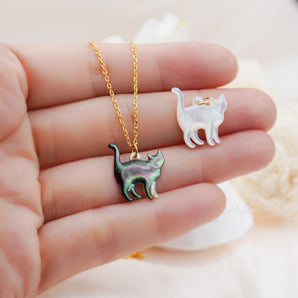 Mother of Pearl Cat Necklace