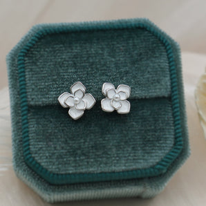 Enamel Camellia Flower Earrings