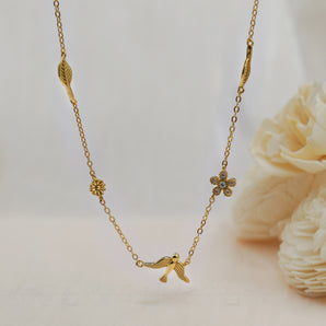 Dove and Flower Motif Necklace