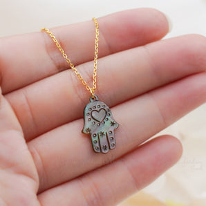 Carved Hamsa Hand Charm Pendant