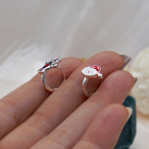 Santa and Reindeer Hoop Earrings