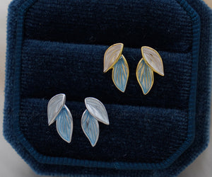 Enamel Leaf Studs