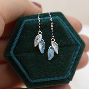 Enamel Leaf Threader Earrings