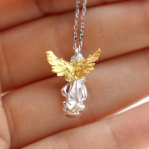 Two-Tone Praying Angel Necklace