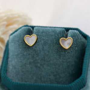 Mother-of-Pearl Heart Studs