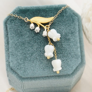 Lily of The Valley Flower Gemstone Necklace