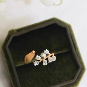 18K Solid Gold Lily of The Valley Ring