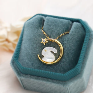 Bunny and Crescent Moon Pendant