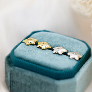 Smiley Face Puff Star Studs