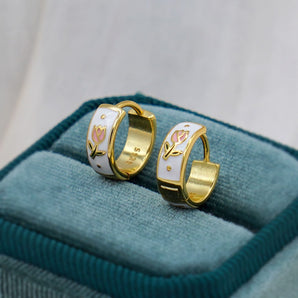 Tulip Flower Hoop Earrings